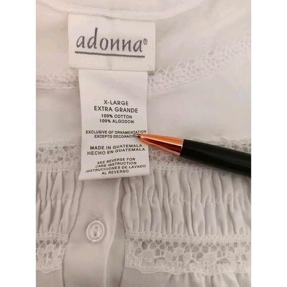 NWT Adonna White 100% Cotton Nightgown XL Cottagecore Lace Floral Embroidery... - Picture 9 of 11